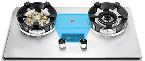 IBOWZ Plaque de Cuisson Gaz Plaque de Cuisson à gaz Cuisinière à gaz intégrée,Cuisinière à gaz à 2 brûleurs,Bouton en Alliage de Zinc-magnésium,Rappel Anti-brûlure à 55 ° +,Contrôle indépendant,AF
