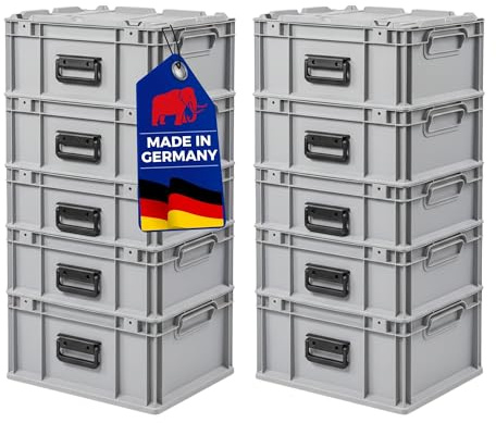 PROREGAL SuperSparSet 10x Eurobox NextGen Portable Made in Germany | HxBxT 23,5x30x40cm | 20 Liter | Grau | Eurobehälter, Transportbox, Transportbehälter, Stapelbehälter