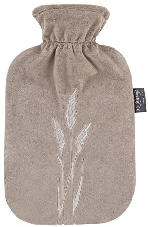 Fashy Wärmflasche mit Flauschbezug Gräser beige 2,0 l