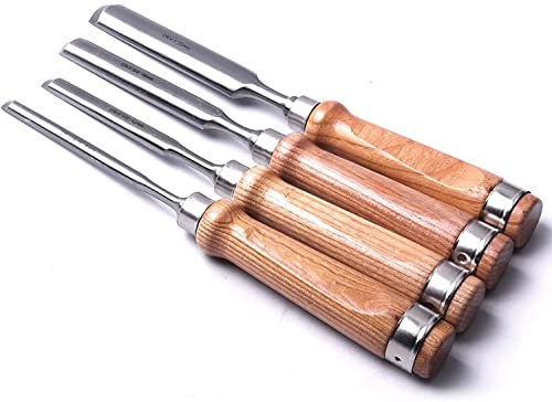 OITTo Carbon Steel Carpenter Carving Firmer Gouge Carpentry Wood Chisel Set Pack Of 4 circular Wood Carving Chisels Chrome Vanadium Steel Blade Wood Chisels Gouge For Tools lathe tools