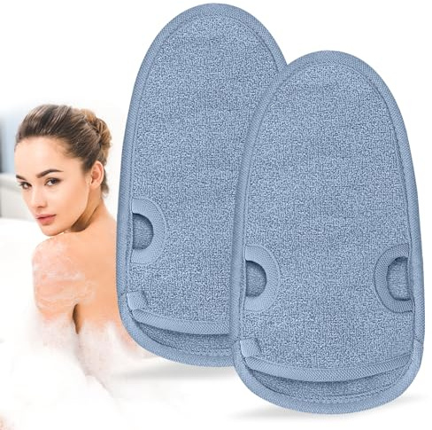 2 Stück Peelinghandschuhe, Peelinghandschuh Körper, Körperpeeling Handschuh mit Daumenlöchern, Exfoliating Gloves, Massage Handschuhe, für Sauna, Dusche (Grau)