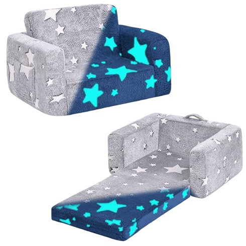 YOTATING 2-in-1-Kinder-Sofa-Stuhl, Glühen im dunklen Cabrio-Kleinkindstuhl, um Kinder Sofa Stuhl Klapperhalterstuhl für Mädchen oder Jungen auszuschalten
