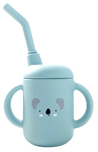 Cadeau de baptême et naissance : verre à paille bleu ciel pour bébé et enfant, un présent délicat et pratique, idéal pour éveiller la joie des tout-petits