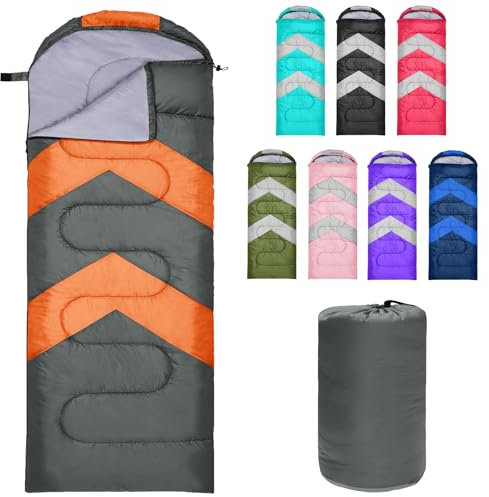 Zusentee Schlafsack 3-4 Jahreszeite für Outdoor Camping Warme Einzelne Erwachsene Wasserdicht Leichter Ultraleicht Schlafsack für Erwachsene Kinder Camping Wandern, Reise,Dunkelgrau