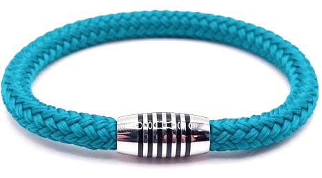 Armband Aqua aus farbintensiven Paracord-Segeltau mit schwarz emailliertem Edelstahlmagnetverschluss. (20.50)