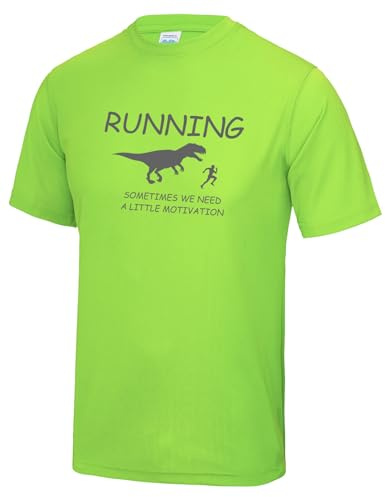 Running Shirt Herren Laufshirt Bedruckt Motivation Jogging T-Shirt Neongrün M
