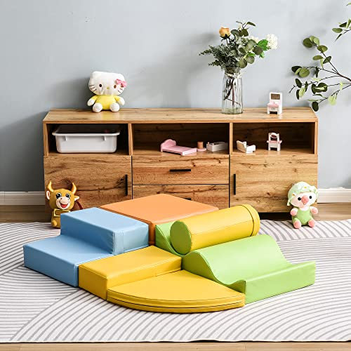 SOFTWEARY Schaumstoffbausteine (6 St), Riesenbausteine aus Schaumstoff, Bausteine, Bauklötze, Spielbausteine, Großbausteine für Kinder und Baby