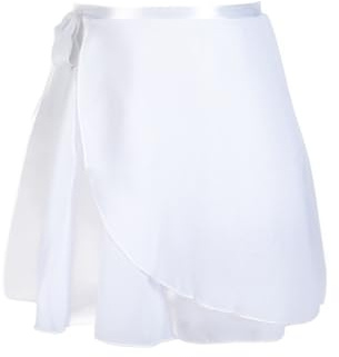 Chiffon Gonnellino Danza Gonna in chiffon di danza classica Gonna in chiffon di colore puro con stampa floreale Body for danza classica Donna Ragazza ( Color : White , Size : L(Height 120-165cm) )