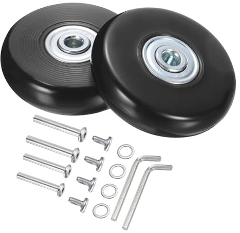 QUARKZMAN Bagagehjul ersättning 55 x 14 mm/2,2 tum x 0,6 tum gummi svängbara hjul med kullager reparationssats för väskor inlines utomhus skridskoåkning, svart 1 set