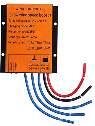 BAIYITONGDA Controlador de Carga de turbina eólica de 0-800W, Controlador de turbina aerogeneradora IP67, regulador automático Impermeable de 12V/24V