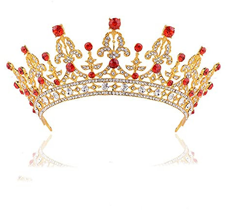 LXYDPZ Haarschmuck für Damen, modisch, luxuriös, Kristall, Brautkrone, Tiaras, hellgoldenes Diadem, Tiaras, Braut-Hochzeitsaccessoires, Gold (Gold S) (Gold Small)