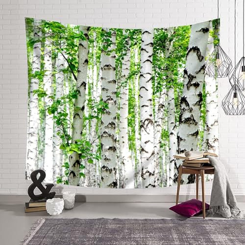 Mesnt Wandteppich Natur, Silber-Pappel mit Zweig Tapisserie Wandbehang für Wohnzimmer Schlafzimmer Wohnheim Wanddeko, 210x140cm