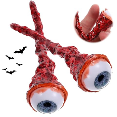 TSLBW 2 Pcs Halloween Severed Eyeball Decoration Props Realistic Fake Eyeballs Latex Simulation Eyeball Horror Props Bloody Body Parts Halloween Vampire Zombie Party Haunted House Scary Props