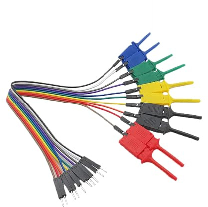 Switian 30cm Logic Analyzer Cable Kit (10-Pack)- Male Dupont Wires with Spring-Loaded Test Clips for Circuit Testing, Breadboards & Electronics Repair