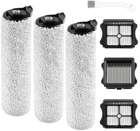 Klypticfit iFloor 3 Replacement Brush Rollers and HEPA Filter Kits Compatible with Tineco iFloor 3 and Floor One S3 Cordless Wet Dry Vacuum Cleaner Replacement Parts,3 Brush Rollers & 3 Filters