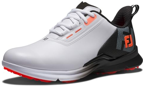 FootJoy Chaussures de golf Fuel Sport pour homme, Blanc/noir/orange, 44.5 EU