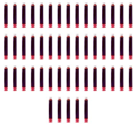 Cartucce di inchiostro per penna stilografica da 50 pezzi Cartuccia di ricarica per inchiostro di rosso con diametro del foro di 3,4 mm per forniture di cancelleria per studenti di scuola per