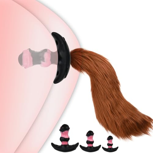 LZYLWC Pferdedildo, realistischer Tierdildo, Fuchsschwanz-Plug, abnehmbares Analspielzeug Analplug Butt Plug Tierdildo Sex Spielzeug Set Für Frau SM Analspielzeuge für Frauen Paare Cosplay（S)