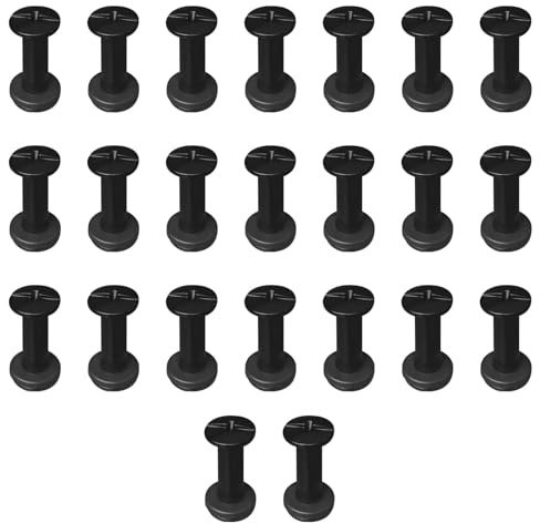 CANGCANG 20 Juegos Remaches Tornillo Encuadernacion,M5*12mm Remaches Para Cuero,Remaches De Tornillo,Para Decoración De Cuero,Tornillo Chicago Remache paraLibros, Collares, Correas(Negro mate)