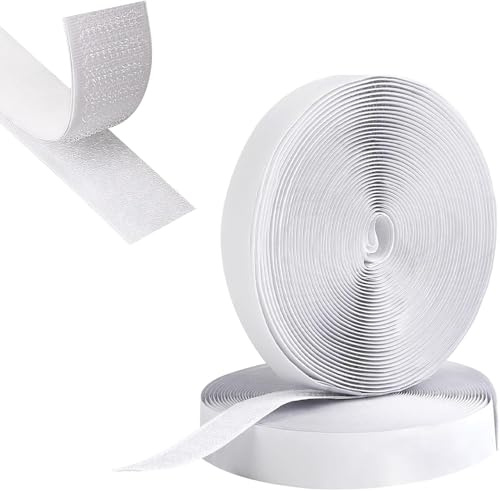 Klettband Selbstklebend 10m×20mm - Extra Stark Doppelseitiges Klettband für Innen und Außen (Weiß)