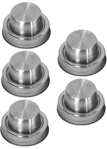 Alipis 5 Pcs Stainless Steel 304 Cocktail Shaker Jar Shaker Lids Pepper and Flour Spice Jar Caps Kitchen Seasoning Storage