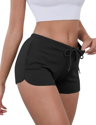 IECCP 2025 UK - Pantaloncini da corsa da donna, a vita bassa, per l'estate, la palestra, lo yoga, lo yoga, lo yoga, lo yoga, lo yoga, lo yoga e le tasche, Nero , L/corto
