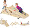 COSTWAY Struttura da arrampicata per interni, triangolo da arrampicata con scivolo, scala da arrampicata fai da te, parco giochi per interni trasformabile, parco giochi multifunzionale per bambini dai