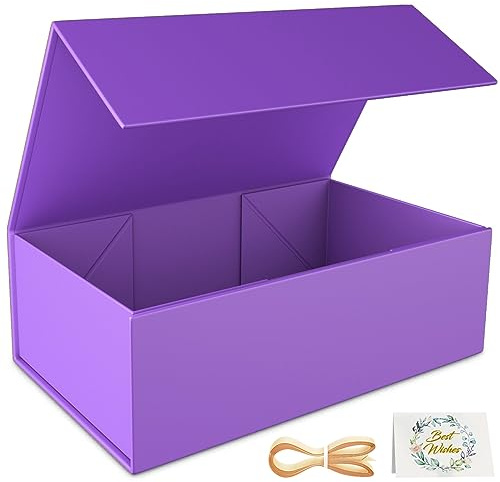 1 Packung Geschenkboxen, 24 x 15 x 7,6 cm Geschenkboxen für Geschenke mit Deckel, Magnetverschluss, rechteckig, faltbar, für Trauzeugen, Antragsbox, Hochzeit, Weihnachten, Halloween