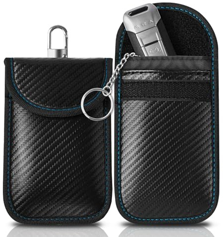 Meliya Autoschlüssel-Signalblocker, Faraday-Tasche, RFID-Schlüsseltasche, schlüsselloser Auto-Blocker, Blockiersignal, schlüsselloser Zugang, Autoschlüssel, Diebstahlschutz, Fernbedienung (blau)