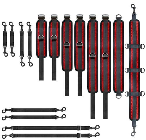 Set BDSM Bondage 9 pièces – Jouets sexuels pour couples avec menottes de poignet et cheville, sangles de cuisse, collier, sangle arrière et connecteurs réglables – Coffret Bondage et plaisir érotique