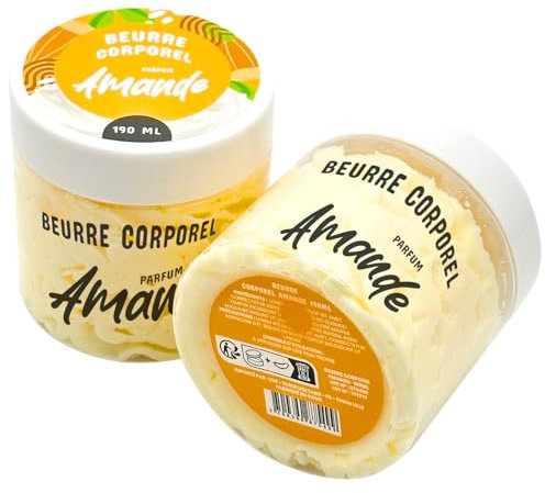 French Tendance - Burro corpo montato - Cura pelle secca corpo e mani - per uomo e donna - idratante - ammorbidente - lisciante - nutriente - 190 ml - profumo di mandorla