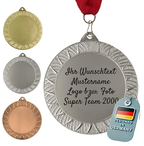 Larius Premium Medaille aus Metall mit Gravur (Ø70 mm, 95 g, 3 mm dick) – mit Wunschtext/Foto – in Gold, Silber oder Bronze – für Kindergeburtstage, Fussball, Turniere & Vereine