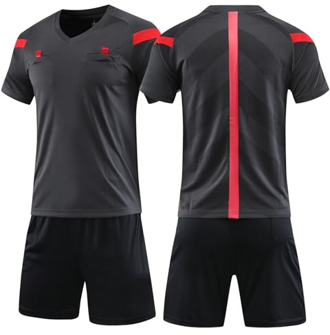 ZIQICAI2007 Fútbol Uniformes Árbitro Adolescentes Mens, Fútbol Árbitro Jersey Set Árbitro Ropa Uniforme Camisa Pantalones cortos