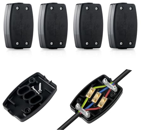 4 Pcs 3 Terminal Electrical Junction Box 13A 250V Flex Connector For Indoor Lighting Power supply (Black）