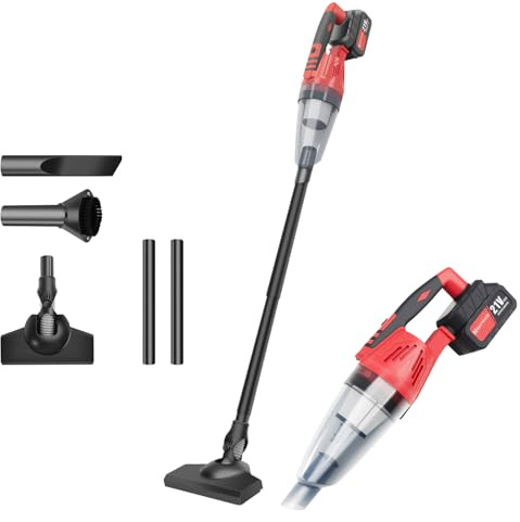 Aspirapolvere a batteria per auto con 2 batterie da 2200 mAh e cavo USB, contenitore per polvere da 0,6 l, ricaricabile per auto, casa, cucina, peli di animali domestici