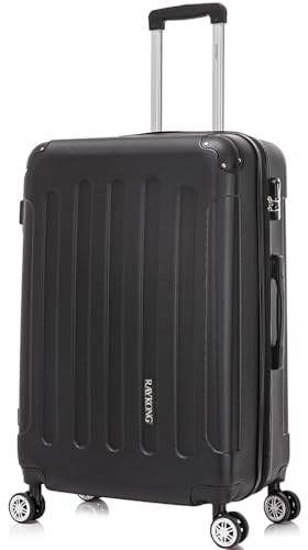 RAYKONG Maleta Grande Expandible ABS 76x49x29cm -32.50cm Extendido |121L| 28 Pulgadas |23kg - 25kg semirígidas candado combinación - Negro