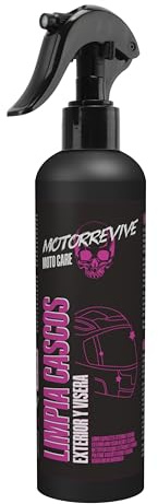 Motorrevive Detergente Esterno per Casco e Visiera Spray 200 ml. Formula Delicata ed Efficace Contro Sporco, Insetti e Macchie Difficili. Pulizia Senza Graffi per Caschi e Visiere da Moto