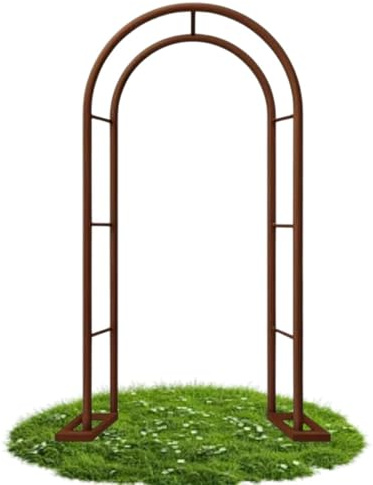 Arche de jardin en métal pour mariage, pergola extérieure et treillis intérieur 2 à 2,5 m support pour plantes grimpantes et décoration, tonnelle marron pour roses et vignes, H 230 x l 140 cm