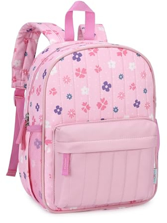 VASCHY Sac à dos Maternelle Fille 2-4 Ans,C oloré et Mignon,Petites Fleurs | Cartable Maternelle avec Sangle de Poitrine/Porte-nom/Poches Latérales,Sac a dos Enfant Blocs de Couleurs pour Voyage/école