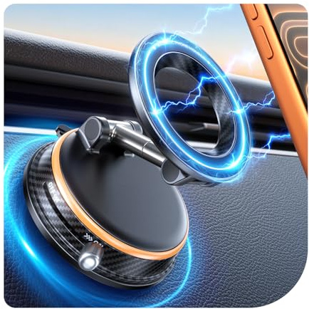 Peerock Handyhalterung Auto für MagSafe Autohalterung [30KG Stärkste Saugkraft & 2600gf Magnet] Magnetische Handyhalter Auto 360°Drehbar Kfz Handy Halterung Auto für iPhone & Android Hellorange