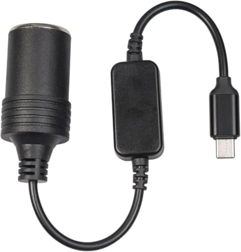 VOBOR Adaptador USB C a encendedor de cigarrillos, 5 V USB A macho a 12 V, adaptador para encendedor de cigarrillos, adaptador de 30 cm tipo C macho a encendedor de cigarrillos para Dashcam, GPS