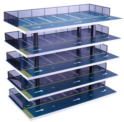 Milageto Garage Miniature 1:32 Transparent, Présentoir de Voitures 1:32, Support de Stationnement Multi-Niveaux pour Modèles Diecast, Cadeau Garage de Stationnement Miniature pour Chambre
