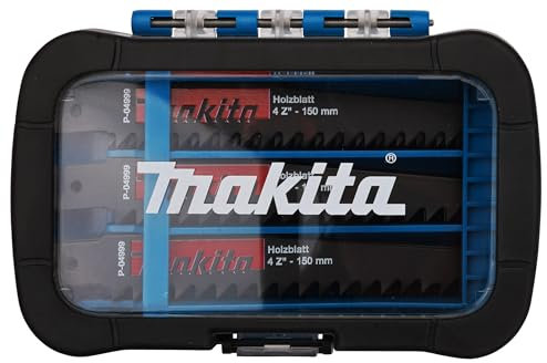 Makita P-81278 Reciprosägeblatt-Set 27-teilig in Aufbewahrungsbox, 27x Holzblatt 150mm P-04999, für Holz von 8 - 100 mm Materialstärke
