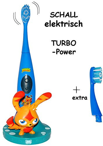alles-meine.de GmbH 3 TLG. Set: elektronische SCHALL Zahnbürste - Moshi Monsters - Schallzahnbürste - incl. Zahnbürstenhalter & extra Bürstenkopf/Aufsatz - Kinder & Baby / ..