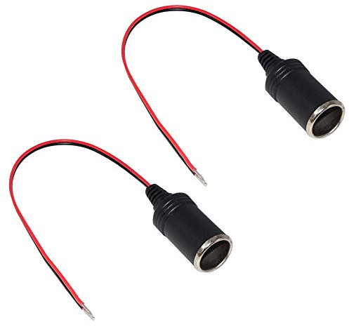 KUNCAN Car Cigarette Lighter Female Socket Replacement Cable - 1FT 18AWG 12V/24V Open End Bare Wire for GPS, Dash Cam & Vehicle Charging Accessories