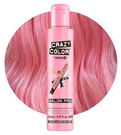 Crazy Color Candy Floss Semi-Permanent Hair Dye. Highly Pigmented Pink Conditioning & Oil Nourishing Vegan Formula | No Bleach or Ammonia | Limited Edition 150ml Size
