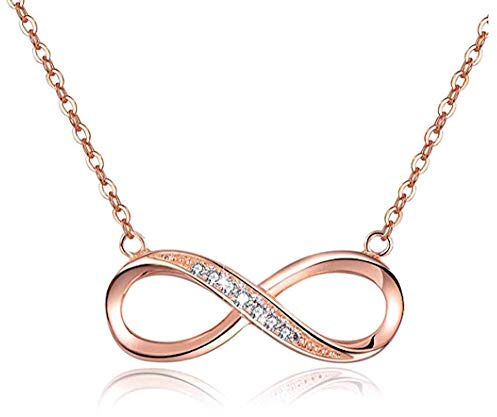 Colgante con el Símbolo de Infinito para Mujer, Joya de Plata Esterlina 925 con forma de Corazón Chapado en Oro
