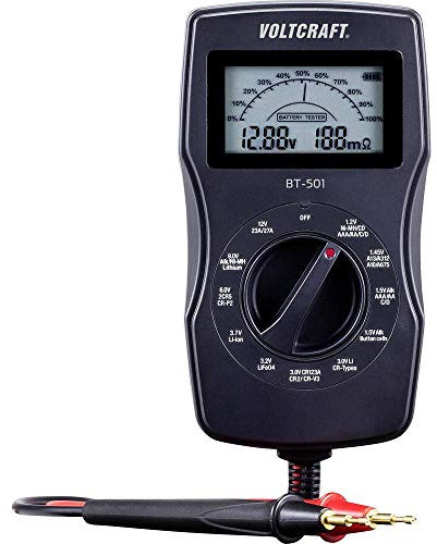 VOLTCRAFT Tester batteria BT-501 Intervallo di misurazione (tester batteria) 1,2 V, 1,5 V, 3 V, 6 V, 3,7 V, 9 V, 12 V, batteria BT