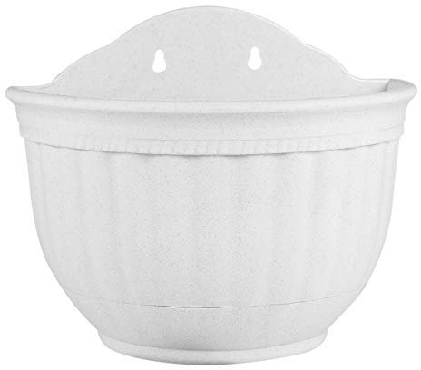 DOITOOL - Macetero Colgante de plástico con Forma Redonda para Colgar en la Pared, de Resina para Interiores y Exteriores, jarrón extraíble para decoración del hogar (Blanco, 15 x 22 cm)