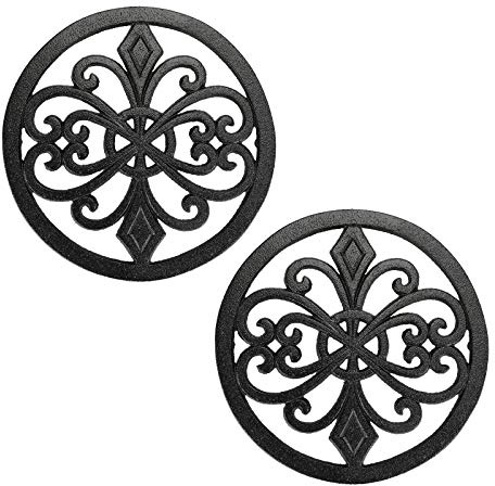 BSTKEY 2 Packs Heavy Duty Cast Iron Trivet Hot Pot Holder, Round 20cm
